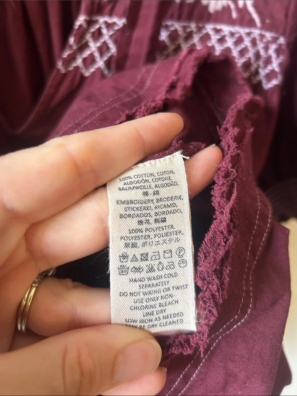 Free People Dreaming About You Embroidered V-Neck Peasant Top in Deep Purple S